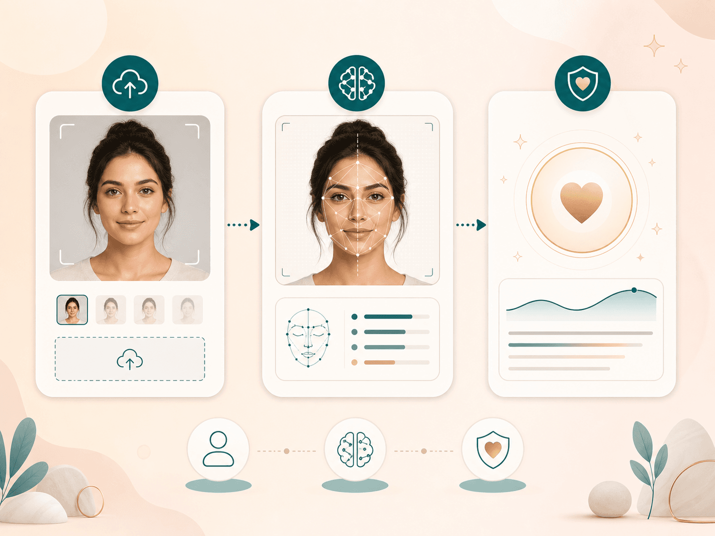 AI attractiveness test workflow showing upload, analysis, and result review