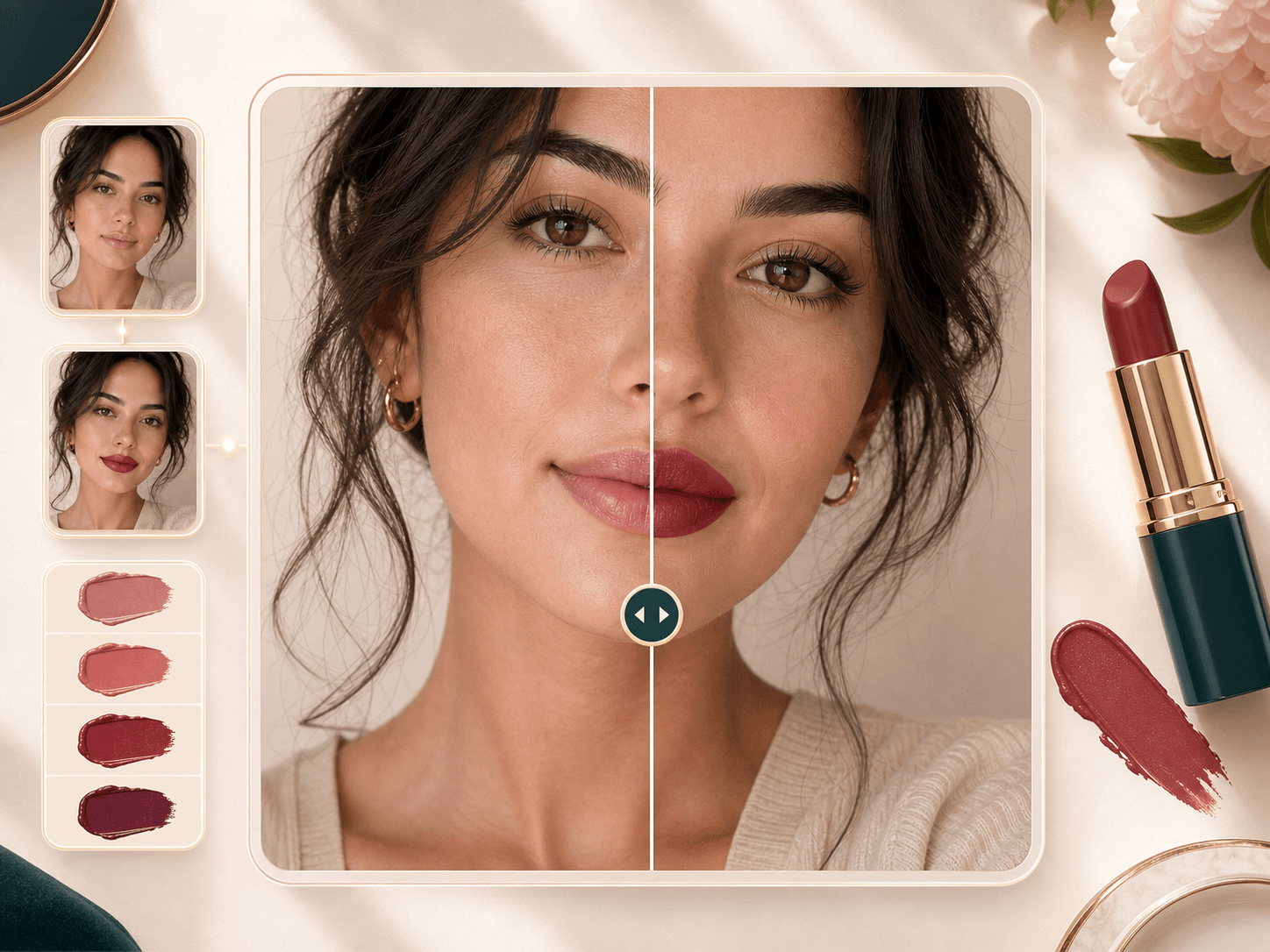 Portrait analysis illustration with symmetry and feature balance guides
