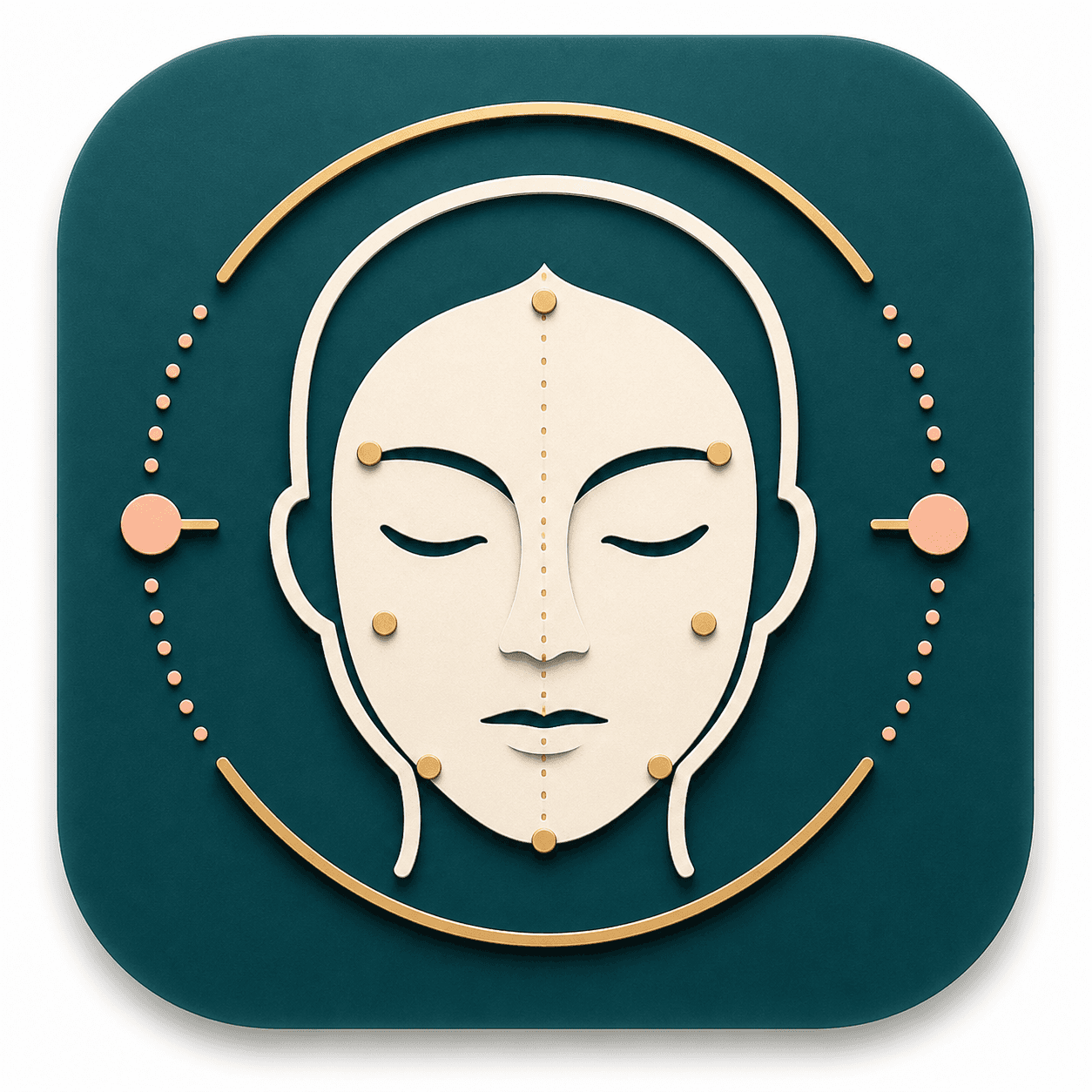 Icon showing balanced facial landmark signals for attractiveness analysis