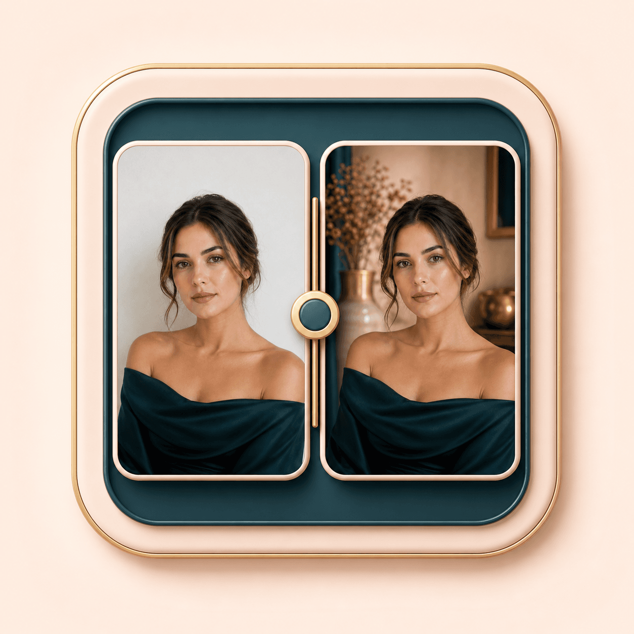 Icon showing before and after portrait cards for background changer review
