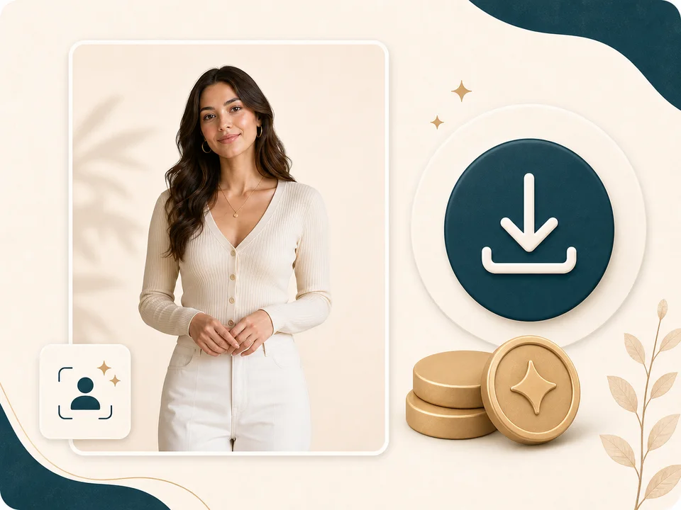 Completed AI background remover result with download and credit tokens