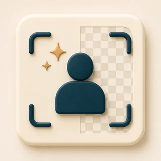 Icon showing a clean portrait cutout for an AI background remover