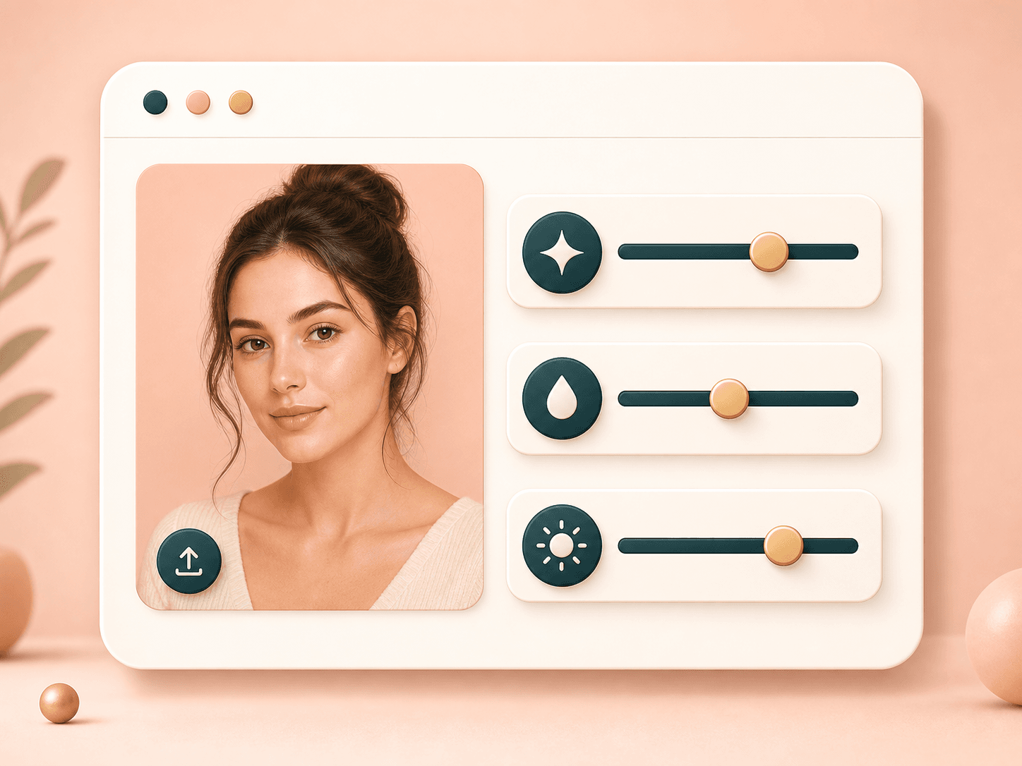 AI beauty filter controls for portrait sharpness, smoothing, and tone