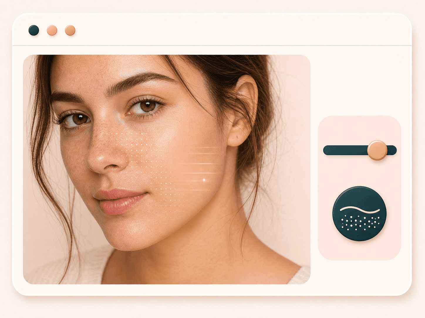 Skin smoothing control shown on a portrait editing preview