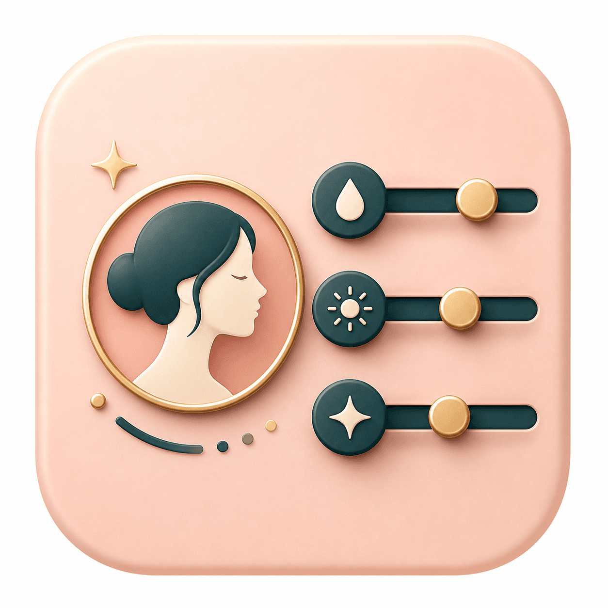 Icon showing three controls for an adjustable AI beauty filter