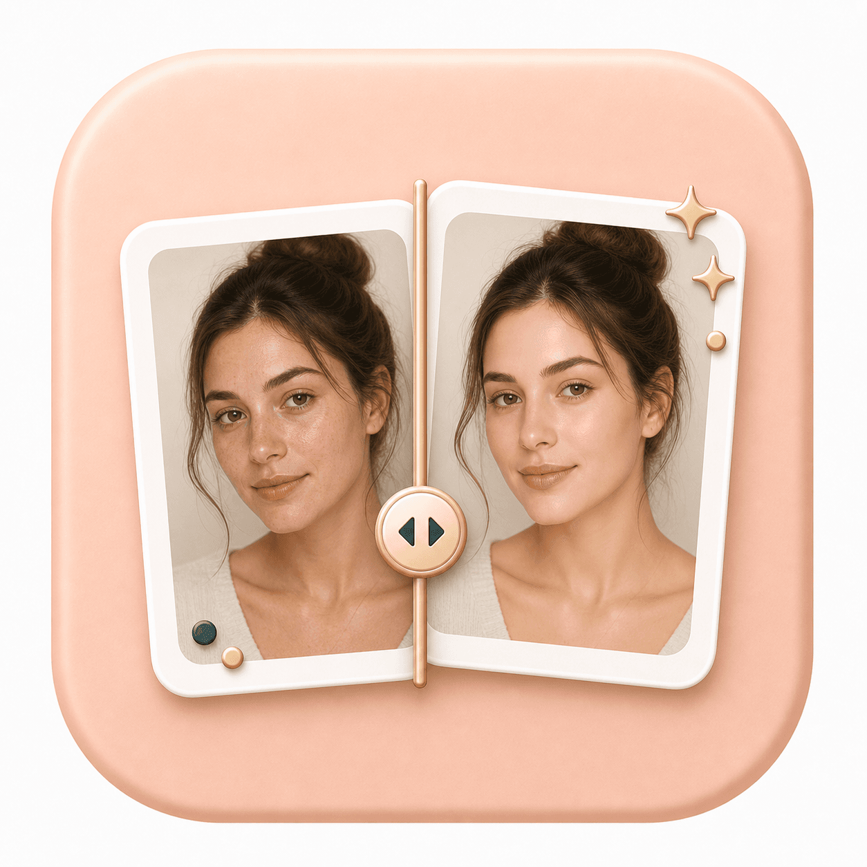 Icon showing two portrait cards with a comparison handle