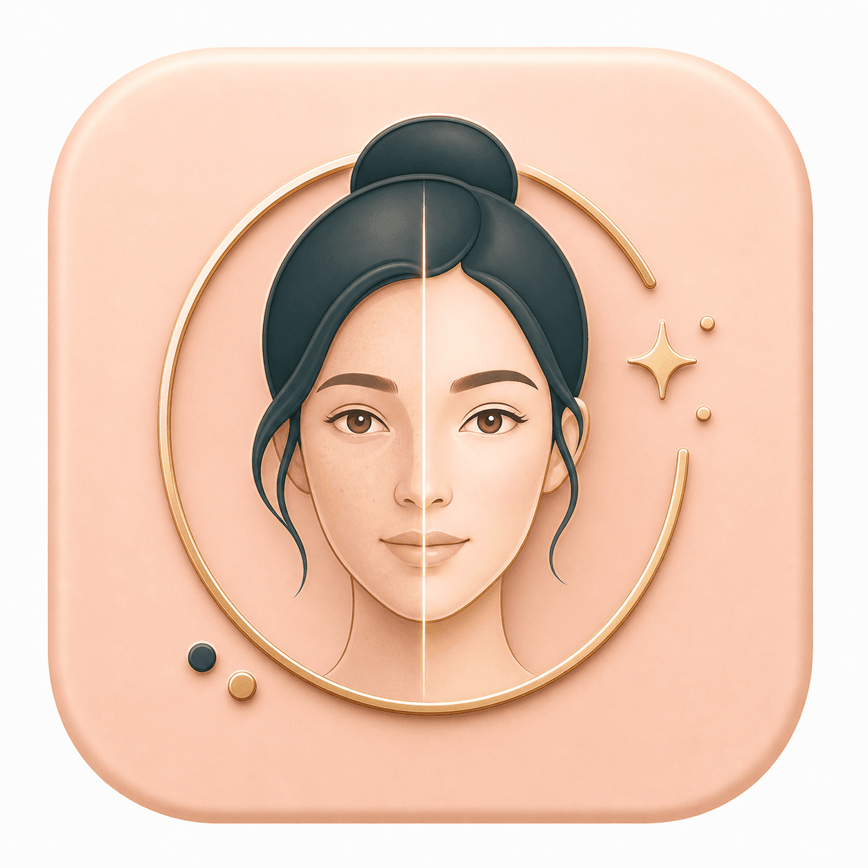 Icon showing a natural before and after face refinement