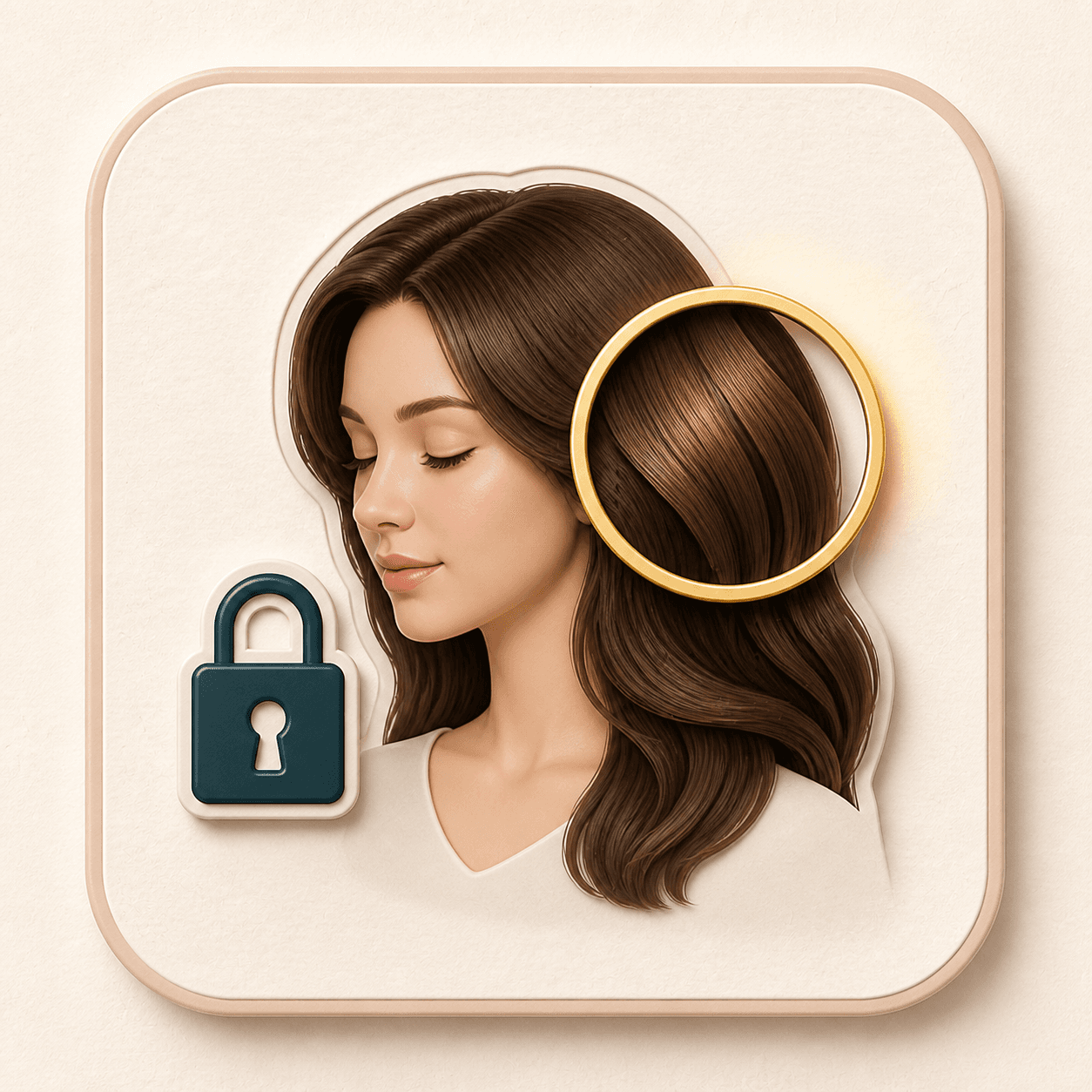 Icon showing a locked portrait outline and highlighted hair color area