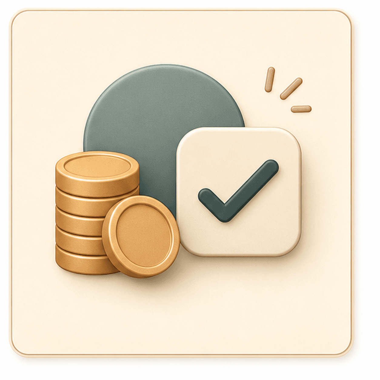 Icon showing credits and a check mark for successful AI headshot generation