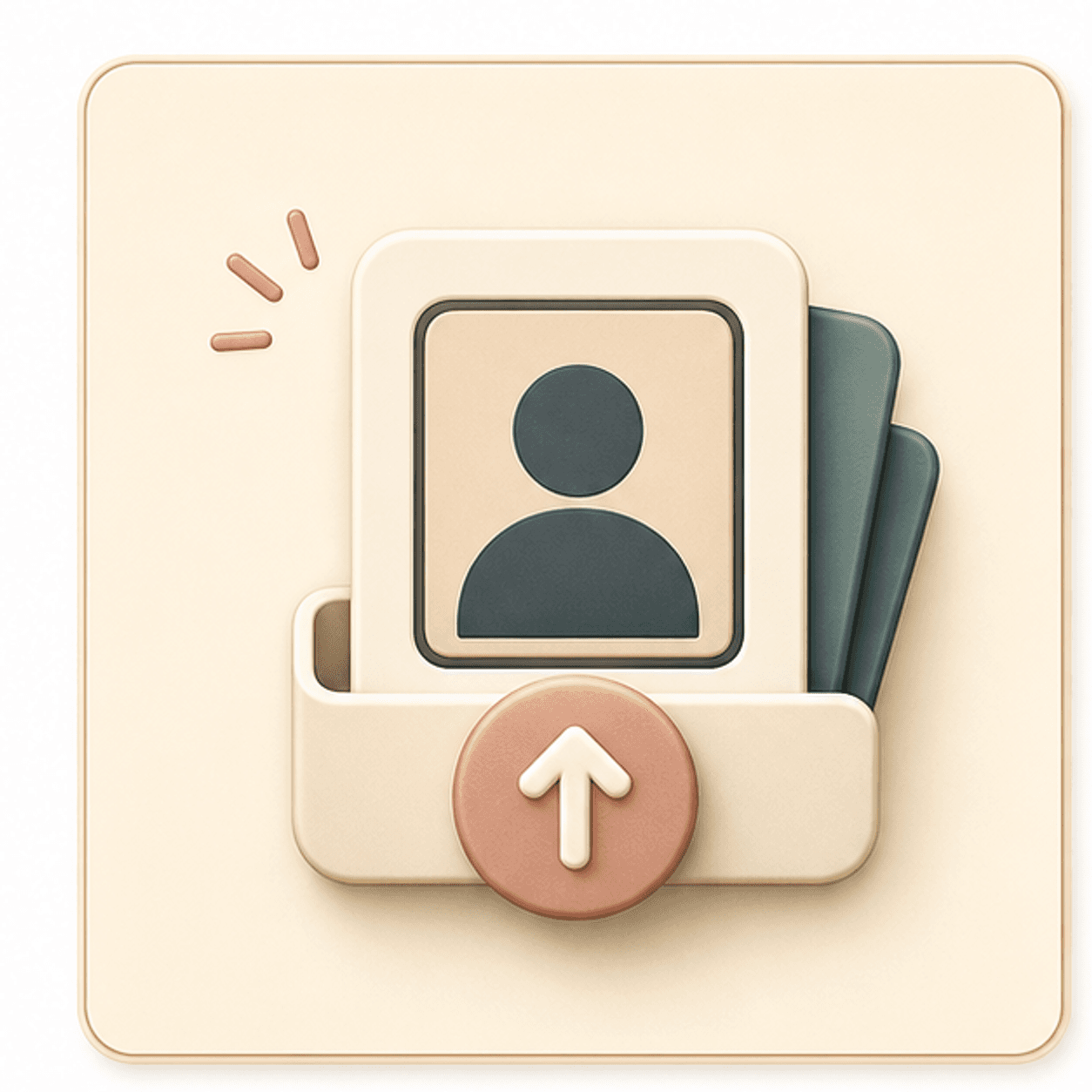 Icon showing one portrait upload card for a simple AI headshot workflow