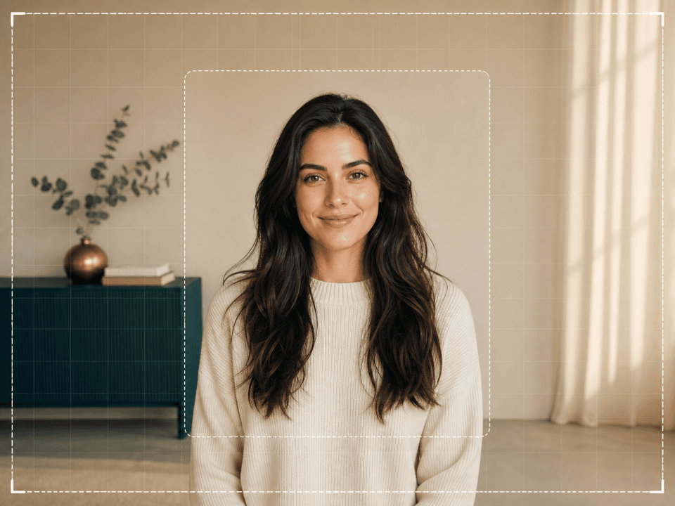 Portrait subject kept visible while the canvas extends around the person