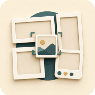 Icon showing wide, tall, square, and social image frame options