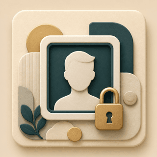 Icon showing a protected portrait subject inside an expanded image frame