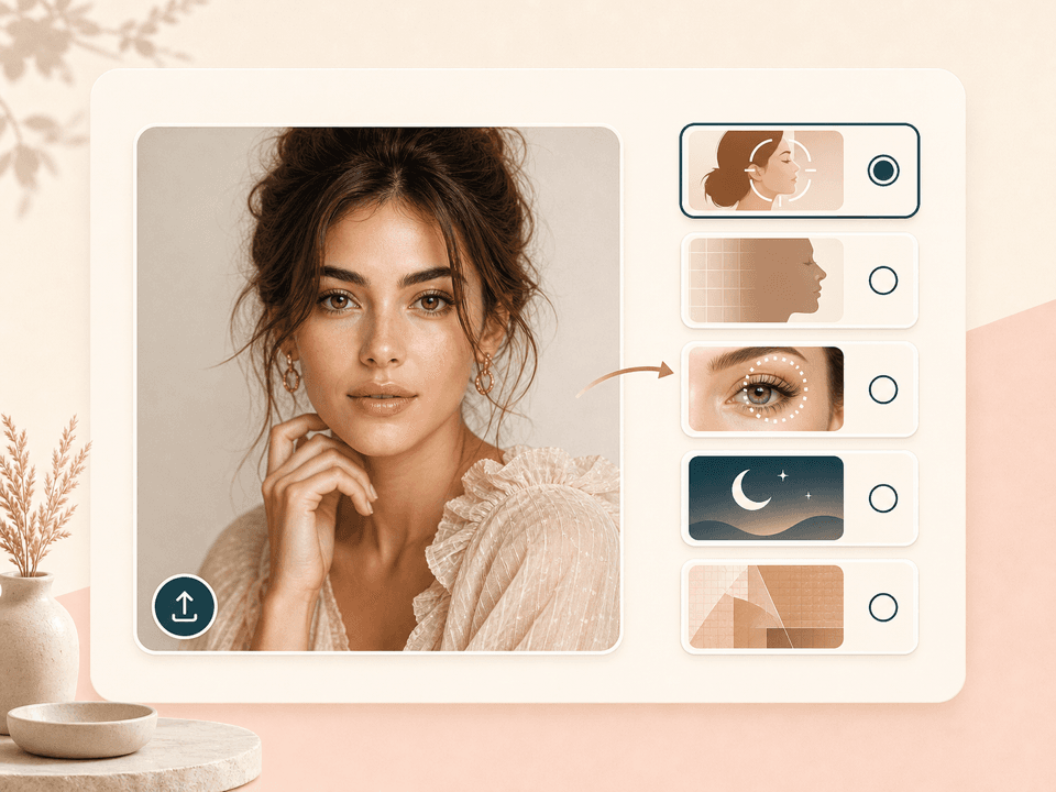 AI Image Upscaler focus presets for portrait and beauty images