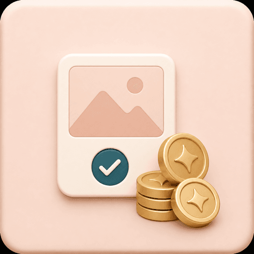 Icon showing credits for a completed image upscale