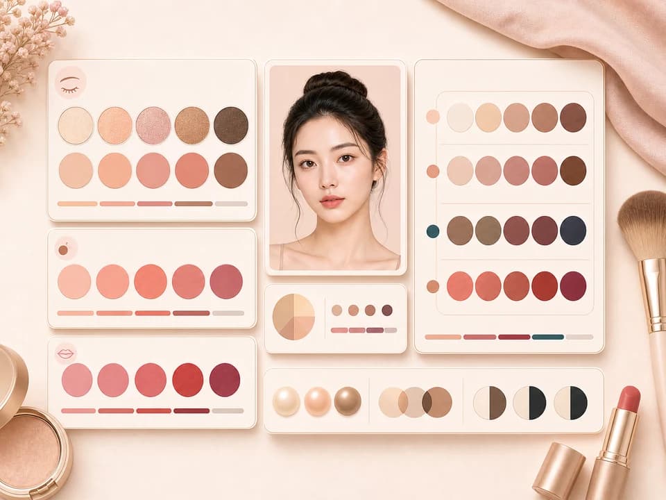 Makeup color palette swatches for AI makeup analysis