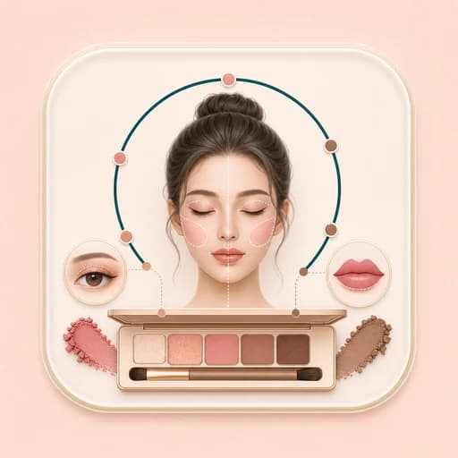 Icon of cosmetic colors and placement cues for AI makeup analysis