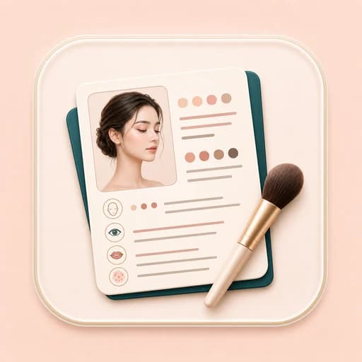 Icon of a beauty note card and makeup brush for written makeup guidance