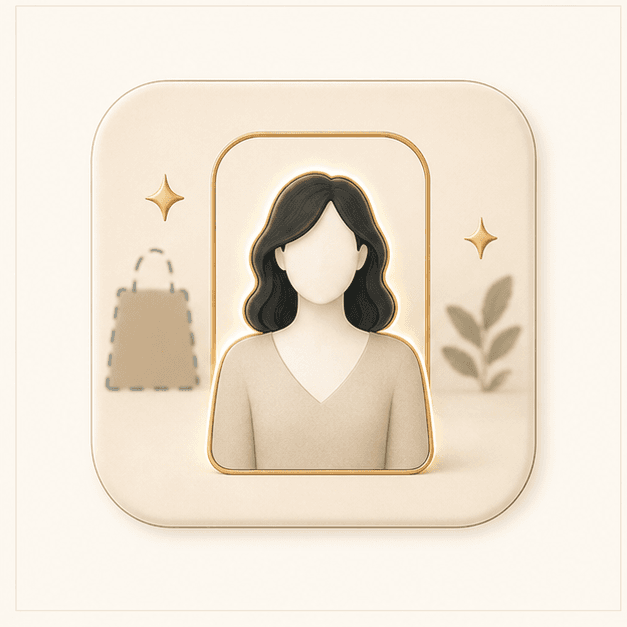 Icon showing a portrait protected while a background bag disappears