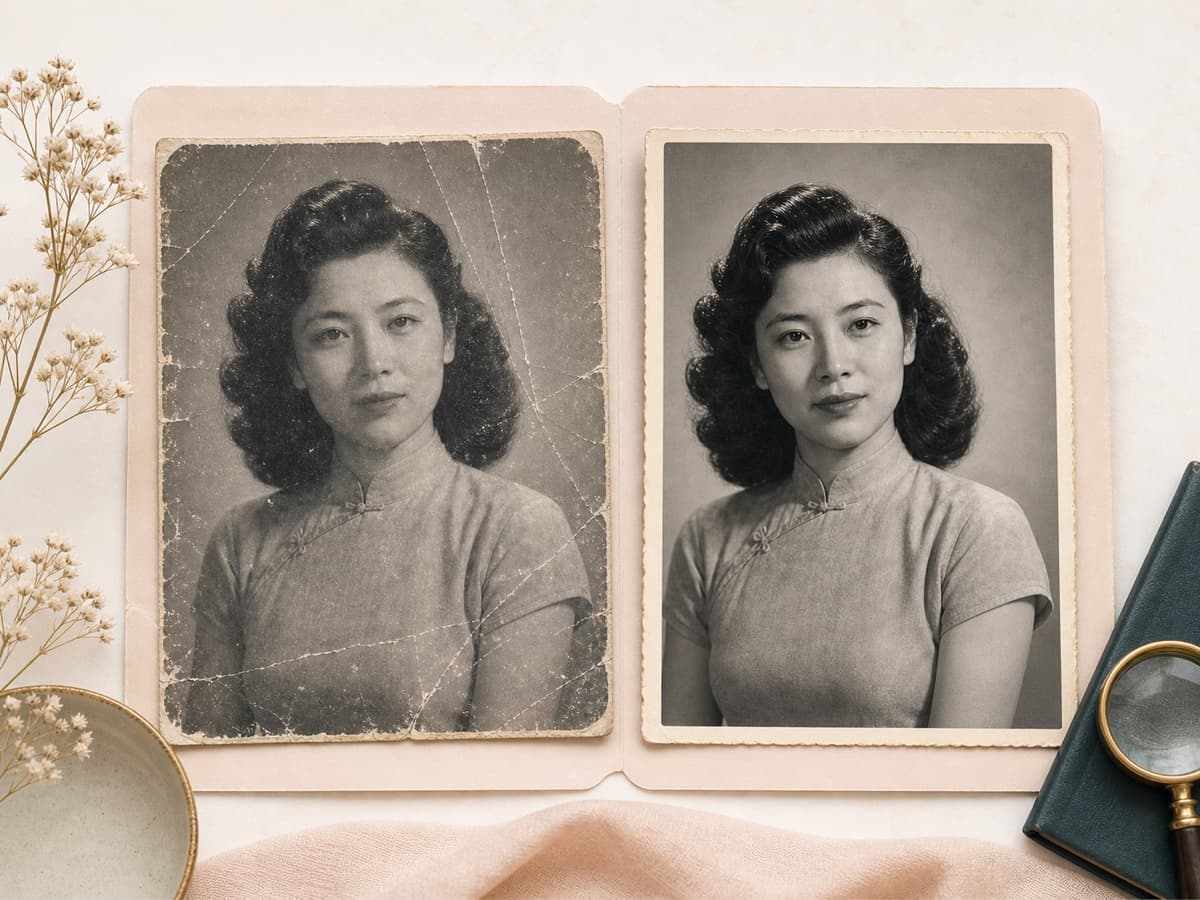 Black and white old portrait cleaned with gentle tonal depth