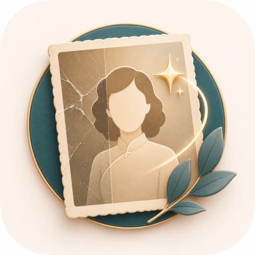 Icon of an old portrait being naturally repaired