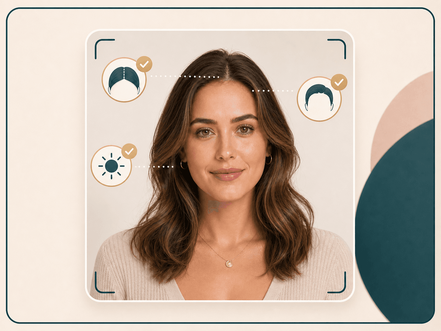 Guidance image for using a clear front portrait with visible hairline