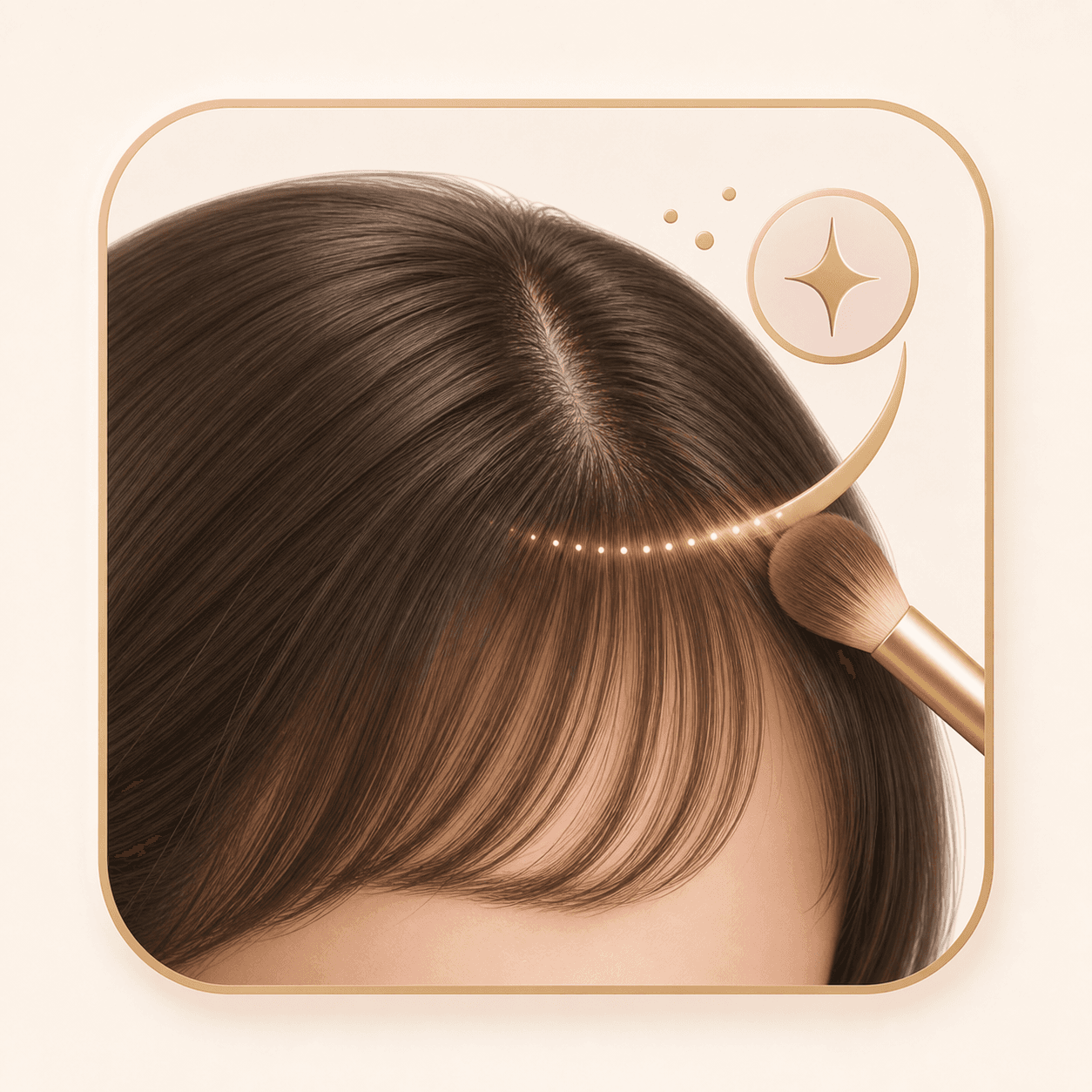 Icon showing natural hair strands blending into a fringe preview