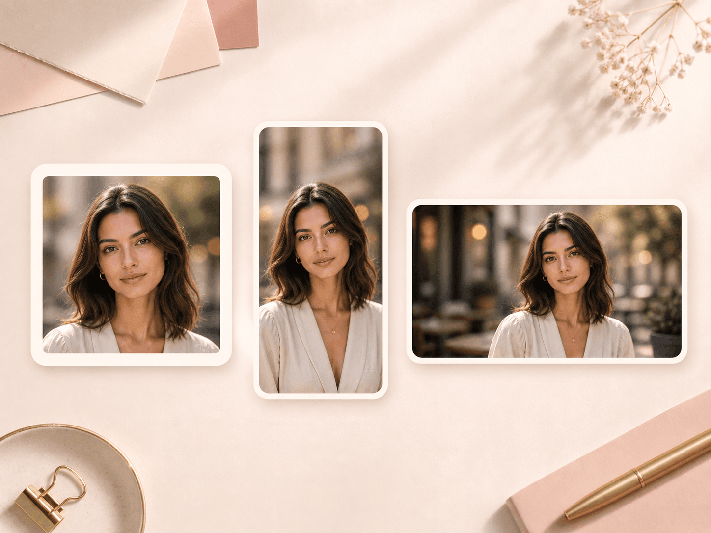 Creator portrait cards with square, vertical, and wide crops