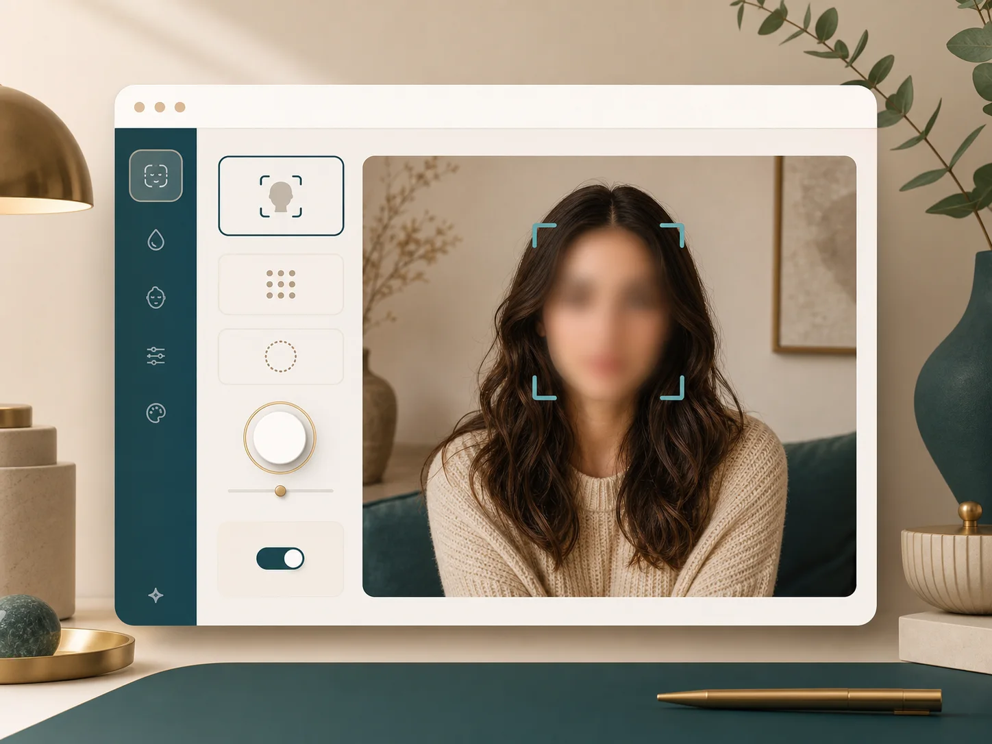 Photo editor preview showing a face blurred while the scene remains clear