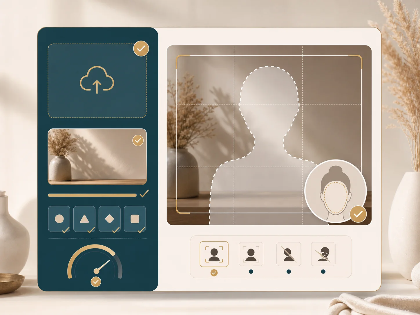 Upload panel showing photo checks for a blur face image