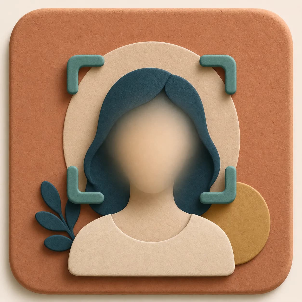Icon showing automatic face detection brackets for a blur face tool