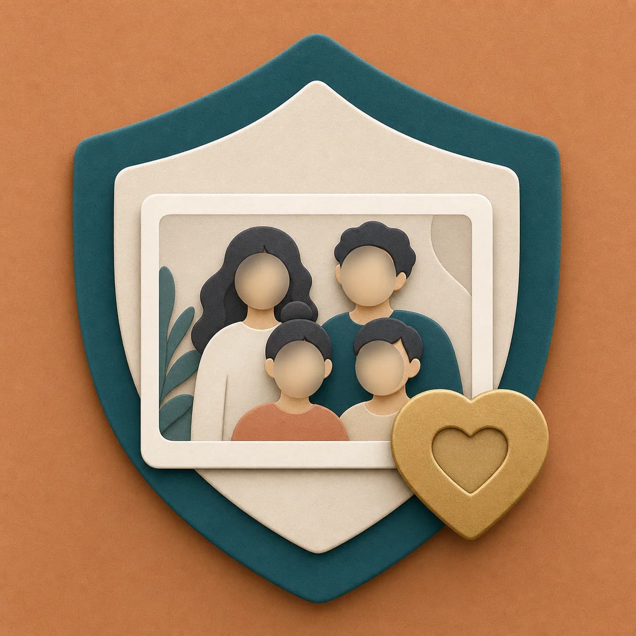 Icon showing a shield over a group photo with blurred faces