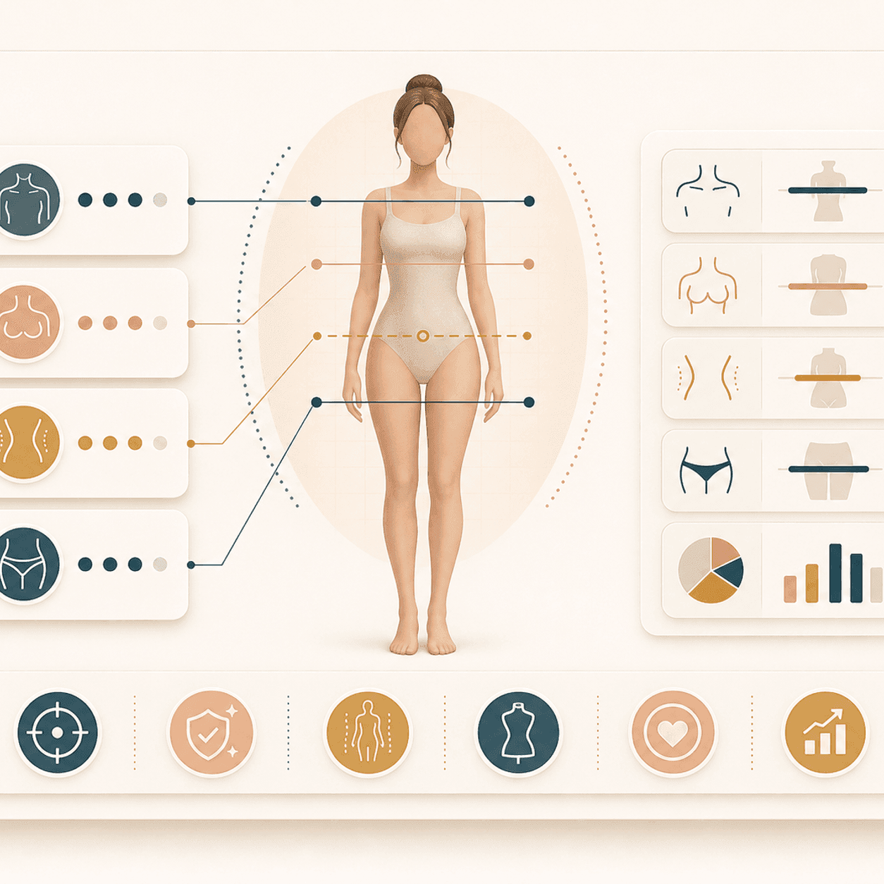 Icon showing shoulder waist and hip proportion guides