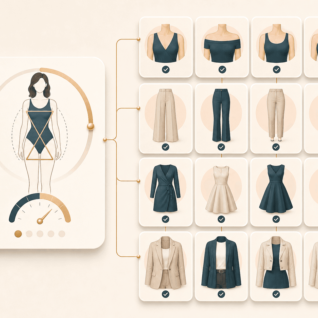 Icon showing outfit guidance connected to a body shape result