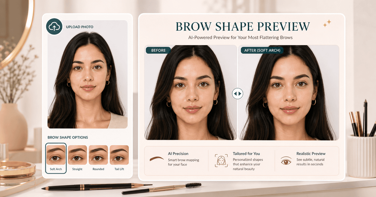 Brow Shape Preview with soft arch, straight, rounded, and tail lift options