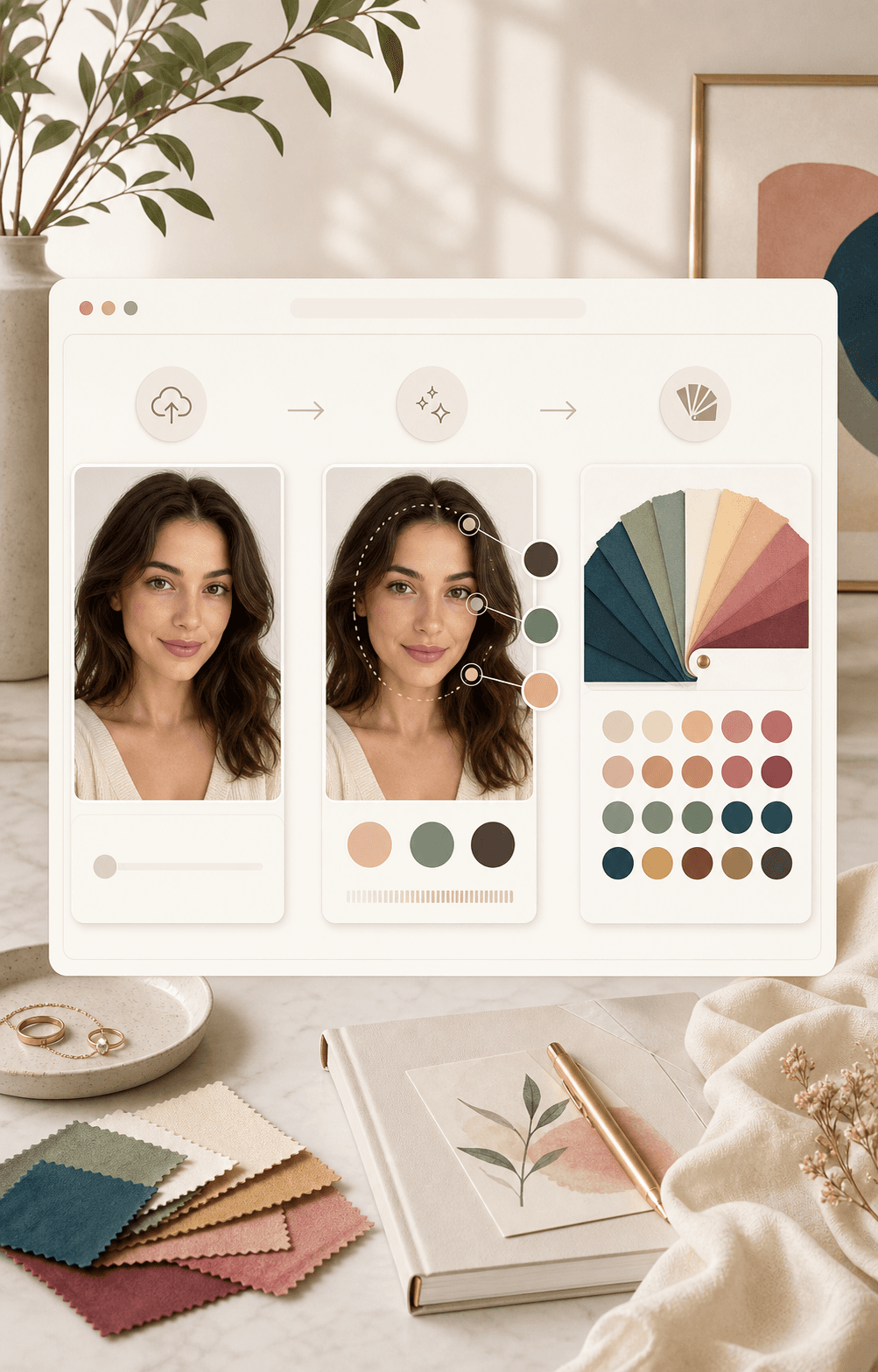 AI color analysis workflow from portrait upload to seasonal palette