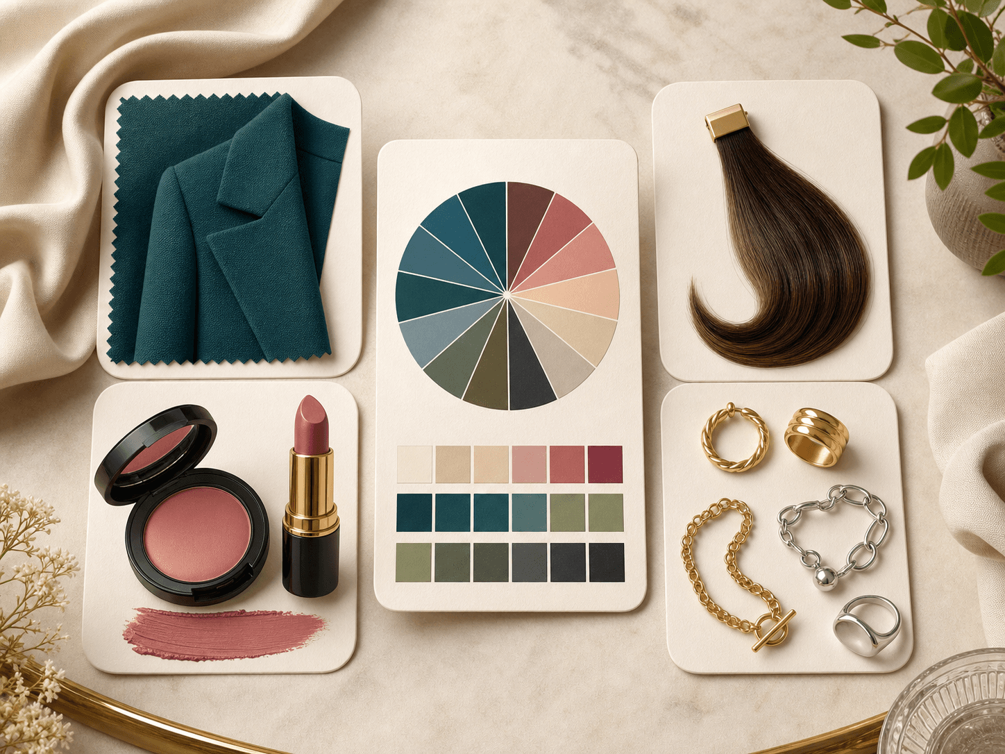 Feature image showing makeup, hair, and jewelry recommendations