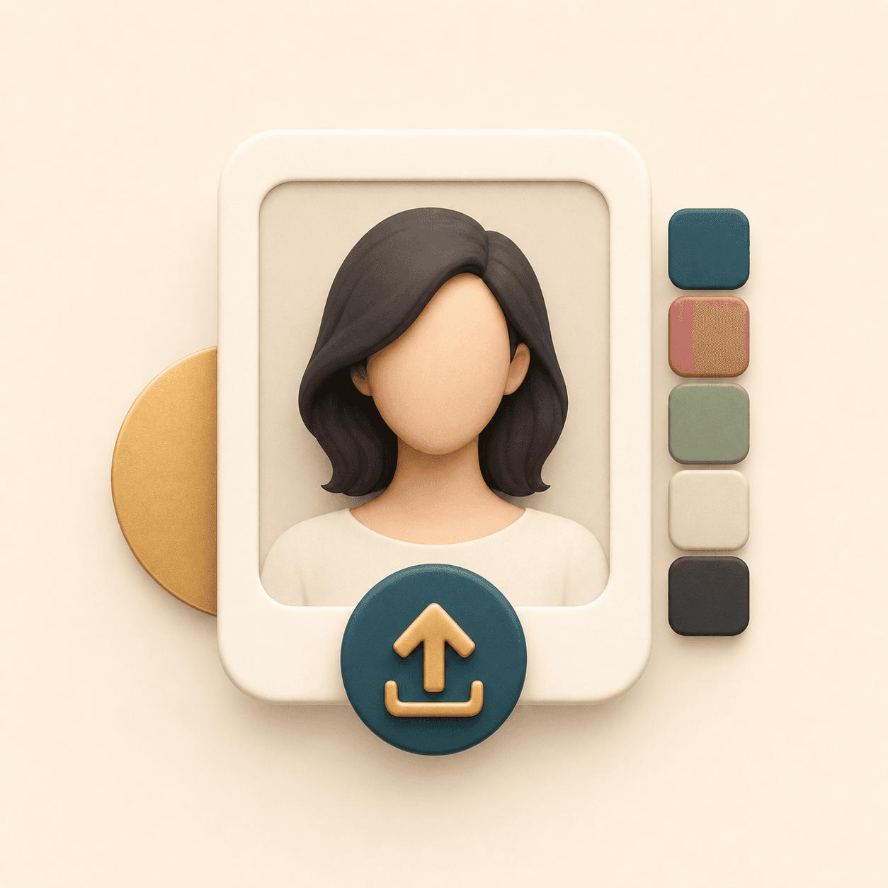Icon showing one portrait upload and color swatches for AI color analysis