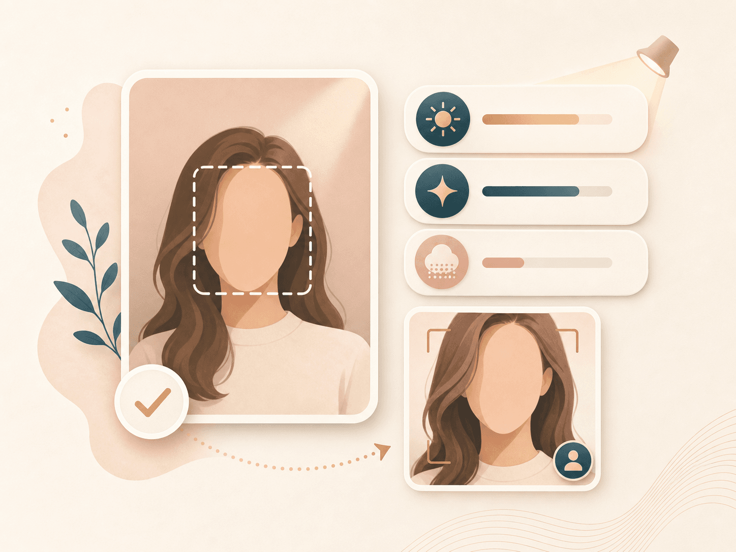 Illustration of image quality signals for lighting, sharpness, and face visibility