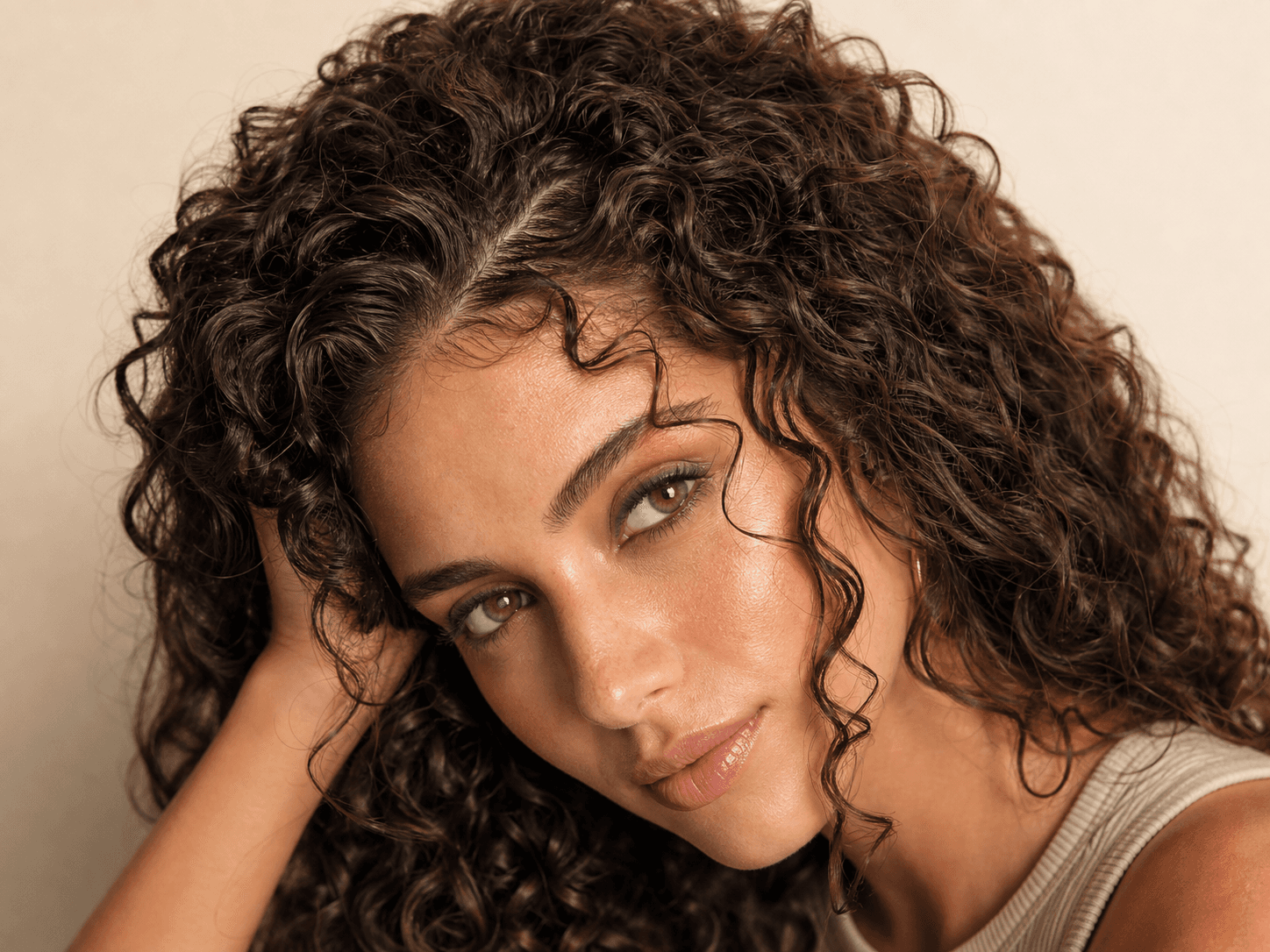 Close view of realistic curly hair texture and hairline detail