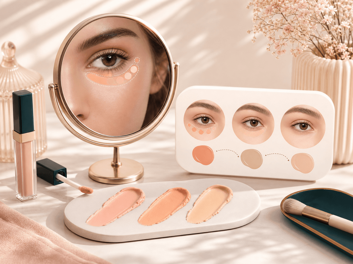 Concealer and color corrector planning for under eye makeup