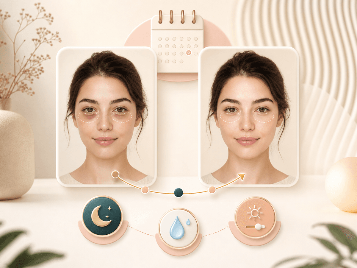 Personal under eye comparison cards over time