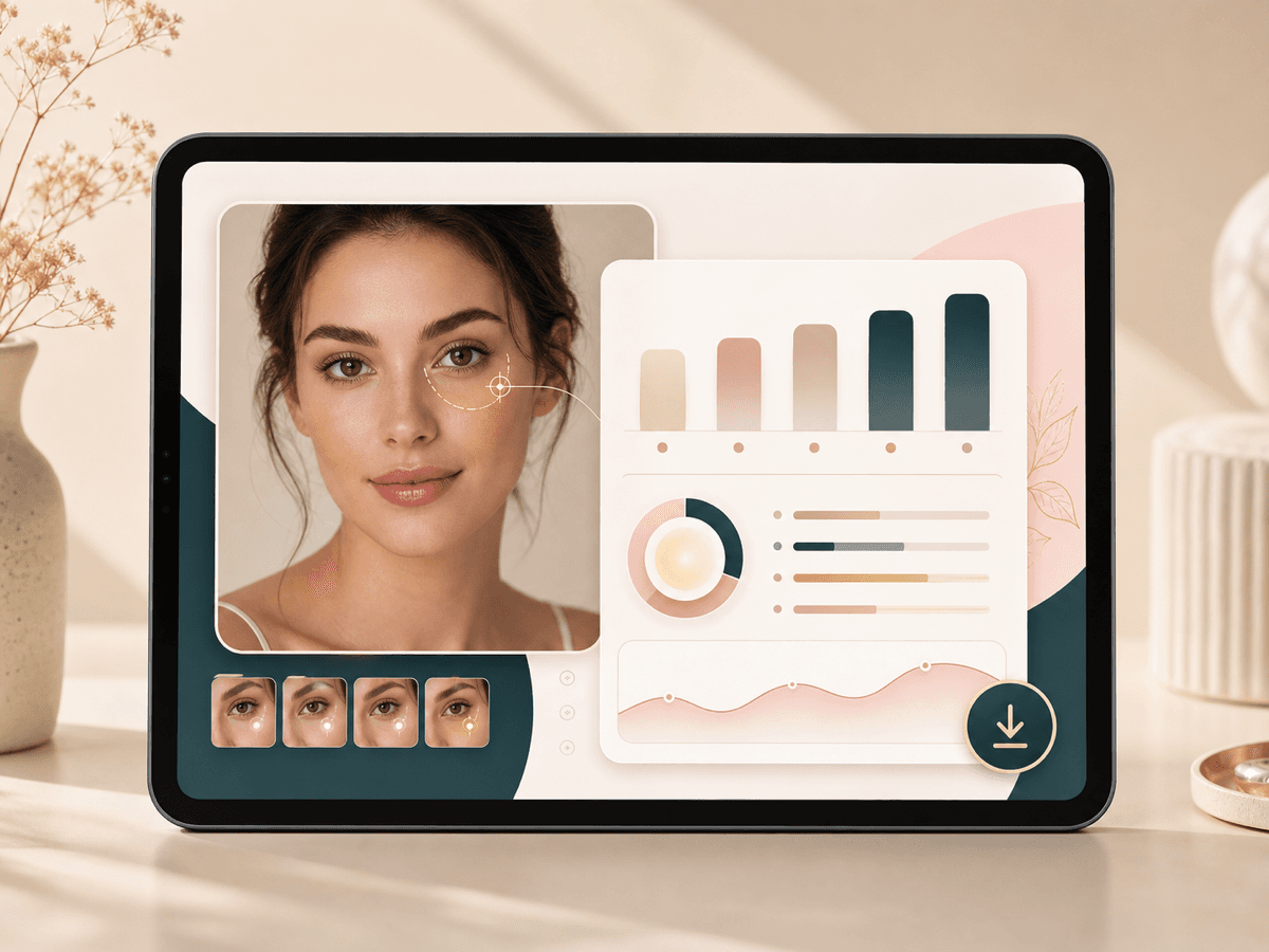Under eye test result card with portrait thumbnail and result bars