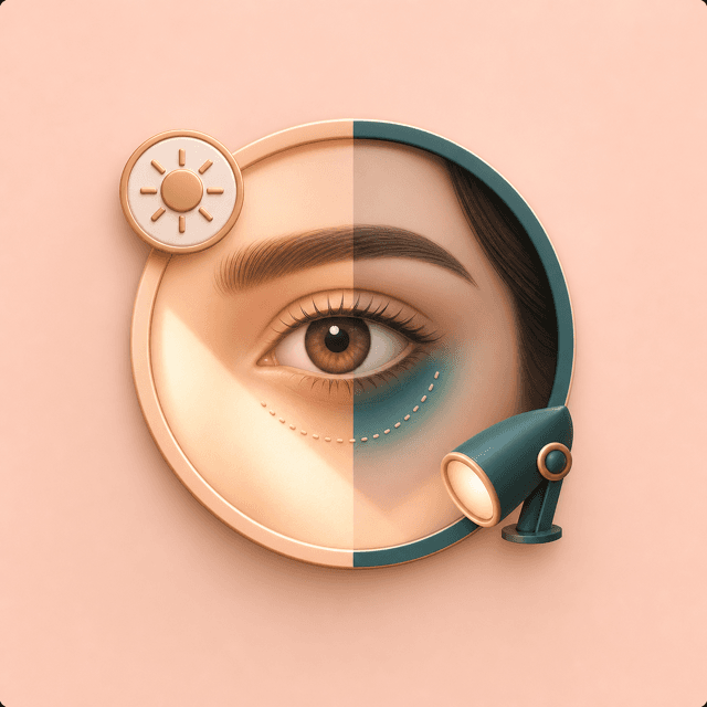 Icon showing light and shadow context for under eye appearance