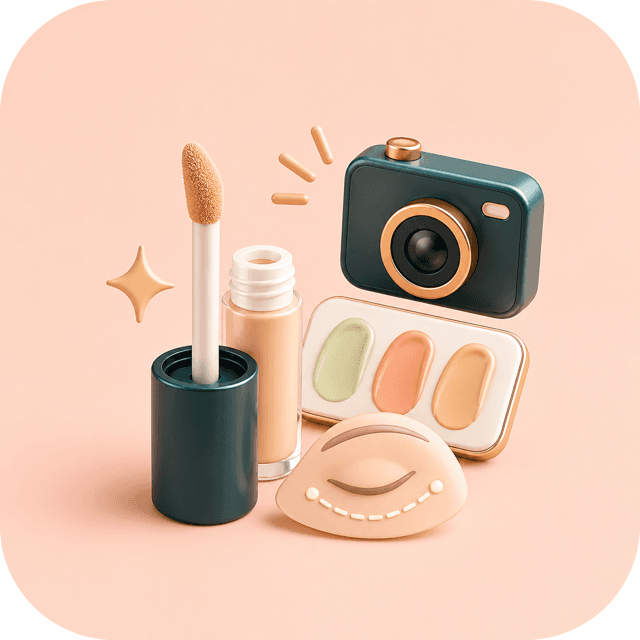 Icon showing concealer and camera tips for under eye testing