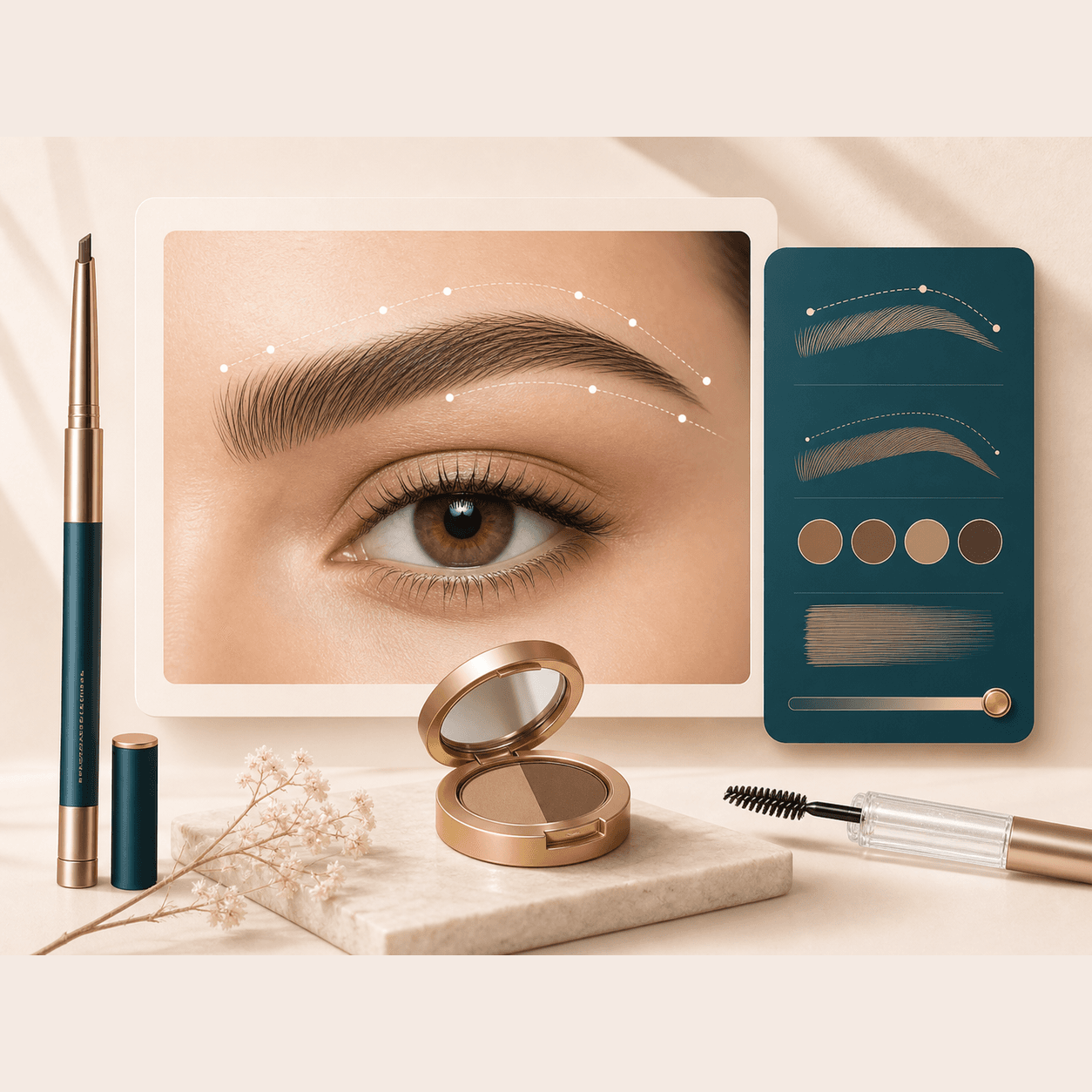 Icon showing a close brow analysis card for a focused eyebrow shape detector