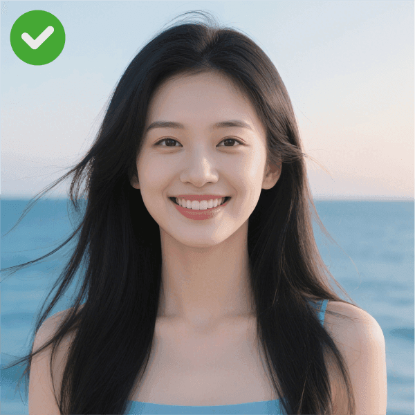 Example of a clear front view portrait for face age detector