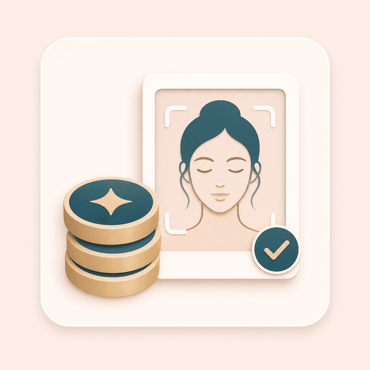 Icon showing credit tokens and a completed portrait scan