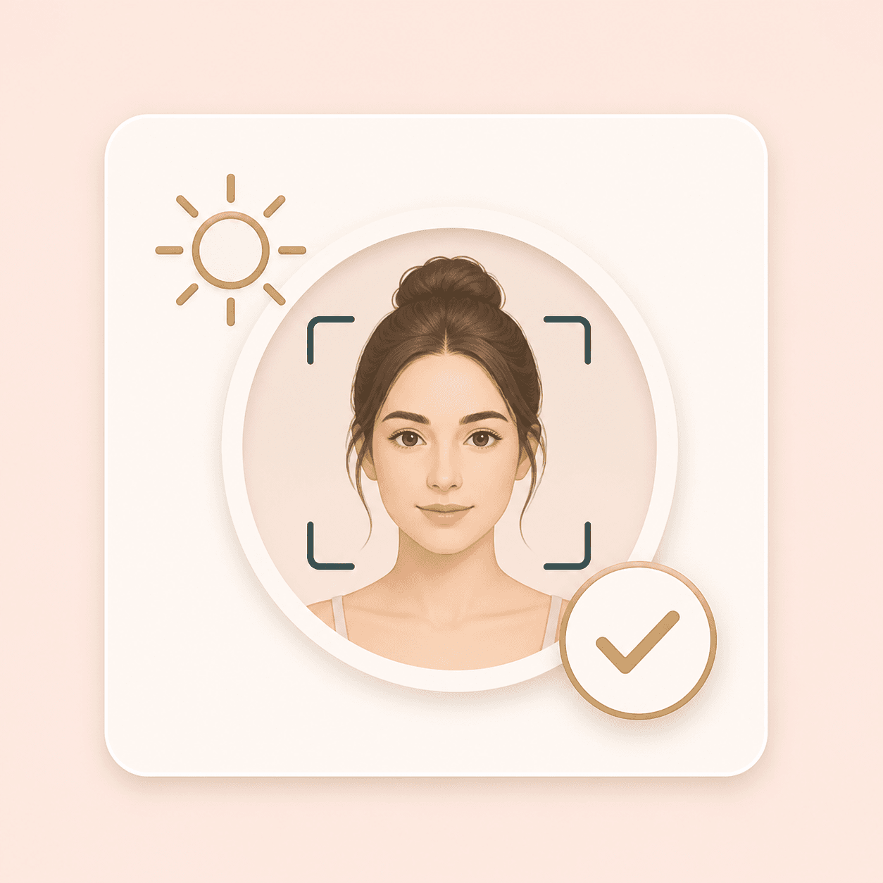Icon showing a portrait card with photo quality focus marks
