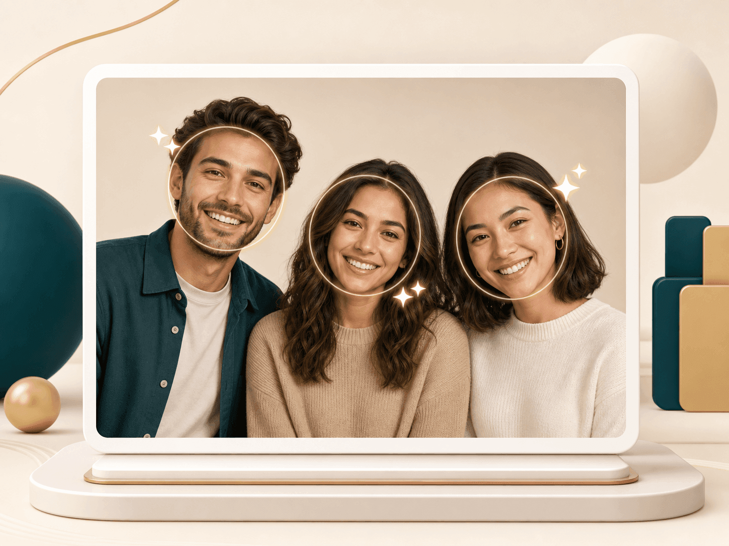 Face enhancer feature image showing detected faces in a group photo